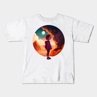 The Mountain and a Cute Little Girl Kids T-Shirt